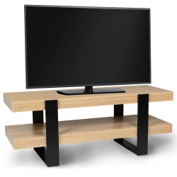 Meuble TV 114 cm double plateau PHOENIX bois et noir