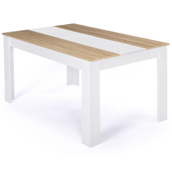 Mesa de comedor 8 personas 160 cm imitación haya y blanco - GEORGIA | ID Market