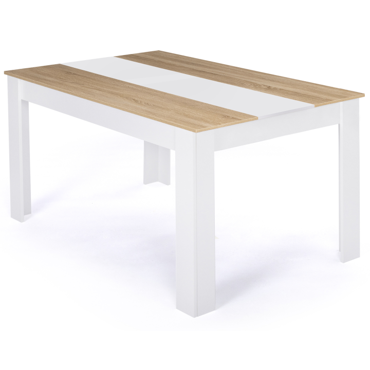 Mesa de comedor 8 personas 160 cm imitación haya y blanco - GEORGIA | ID Market