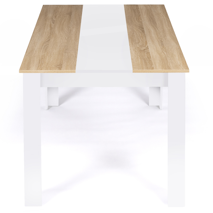 Mesa de comedor 8 personas 160 cm imitación haya y blanco - GEORGIA | ID Market