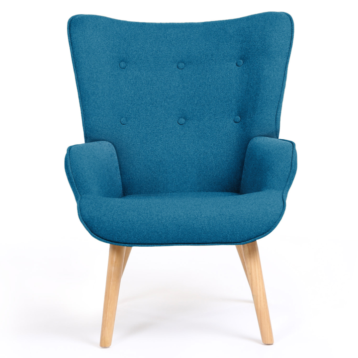 Fauteuil scandinave IVAR + repose pieds bleu canard