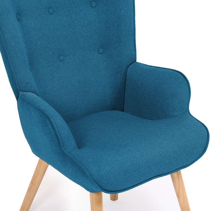 Fauteuil scandinave IVAR + repose pieds bleu canard