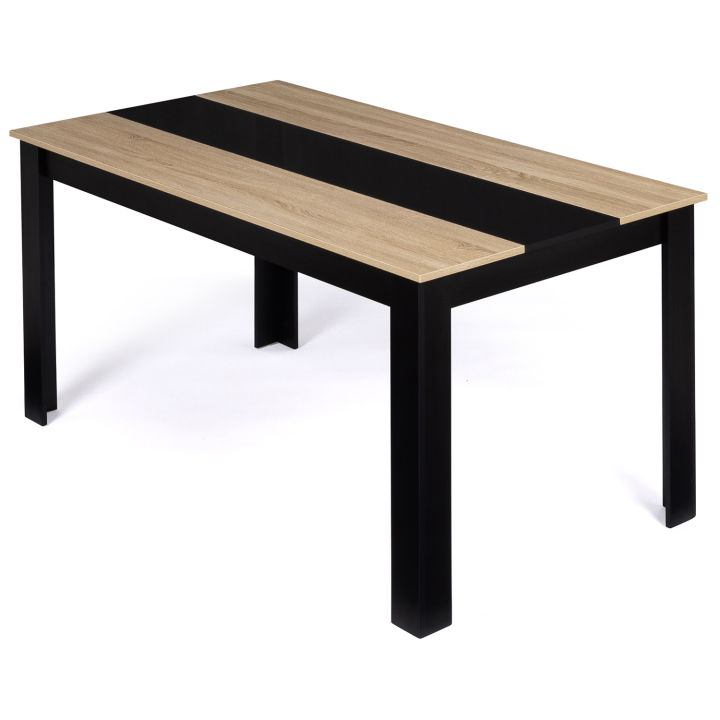 Mesa de comedor 8 personas 160 cm negro y haya imitación - GEORGIA | ID Market