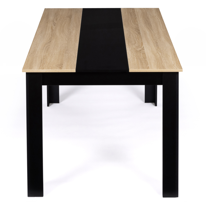 Mesa de comedor 8 personas 160 cm negro y haya imitación - GEORGIA | ID Market