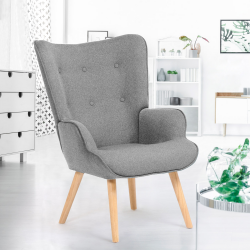 Fauteuil scandinave IVAR en tissu gris clair