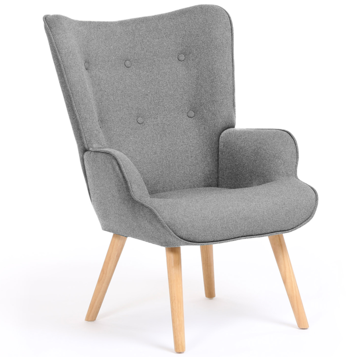 Fauteuil scandinave IVAR en tissu gris clair