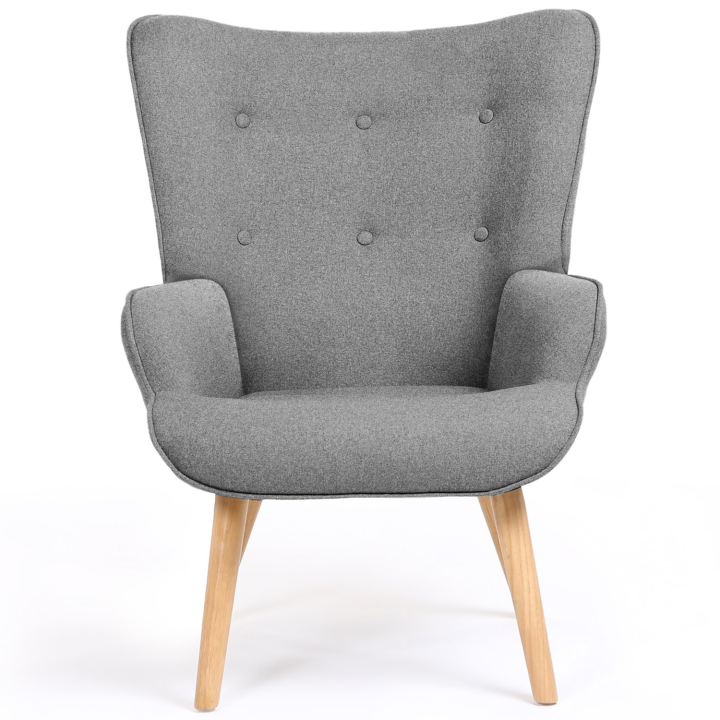 Fauteuil scandinave IVAR en tissu gris clair