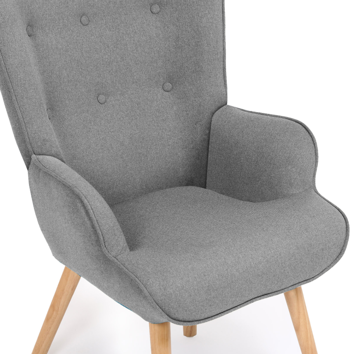 Fauteuil scandinave IVAR en tissu gris clair