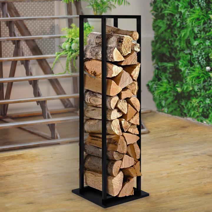 Cheap 112 cm black steel vertical log rack | ID Market