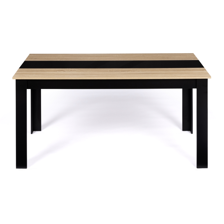 Mesa de comedor 8 personas 160 cm negro y haya imitación - GEORGIA | ID Market