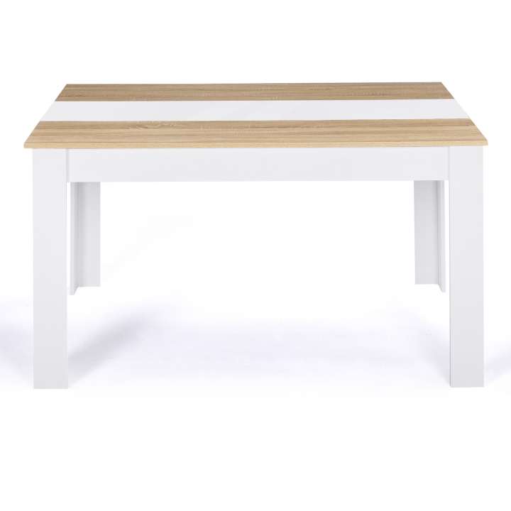 Mesa de comedor 8 personas 160 cm imitación haya y blanco - GEORGIA | ID Market