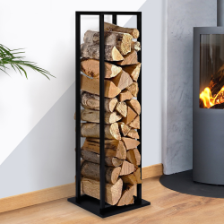 Cheap 112 cm black steel vertical log rack | ID Market