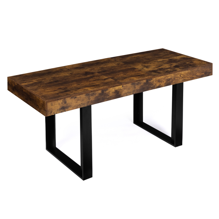 Mesa de comedor extensible en madera envejecida y efecto negro 160 a 200 cm - PHOENIX | ID Market