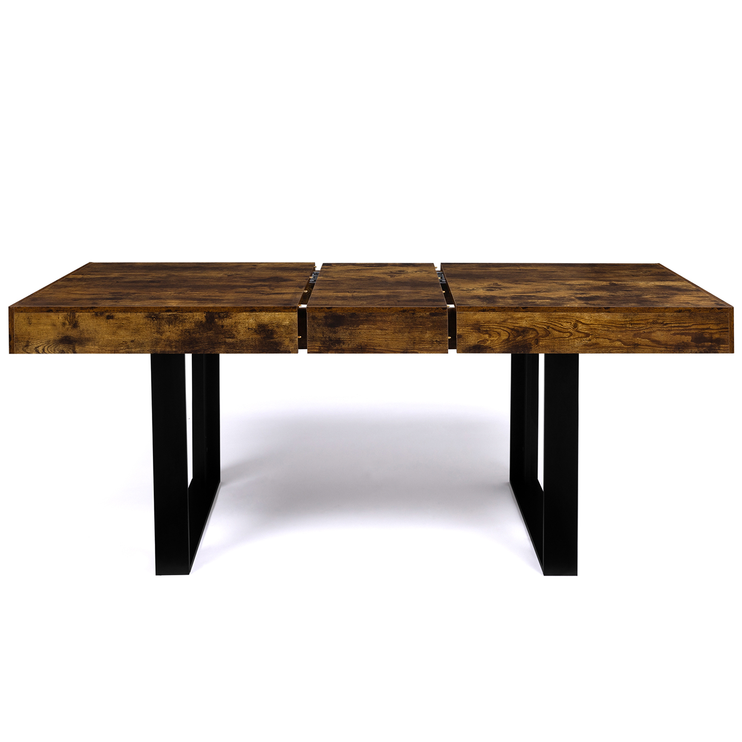 Soldes - Table rectangulaire extensible industrielle en bois recyclé et  métal pour 6 à 10 personnes - Manufacture - Interior's
