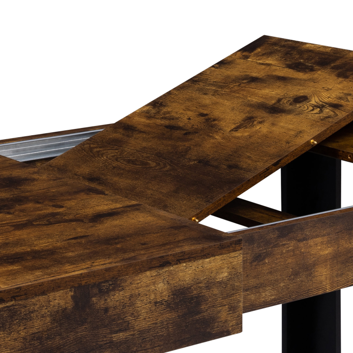 Mesa de comedor extensible en madera envejecida y efecto negro 160 a 200 cm - PHOENIX | ID Market