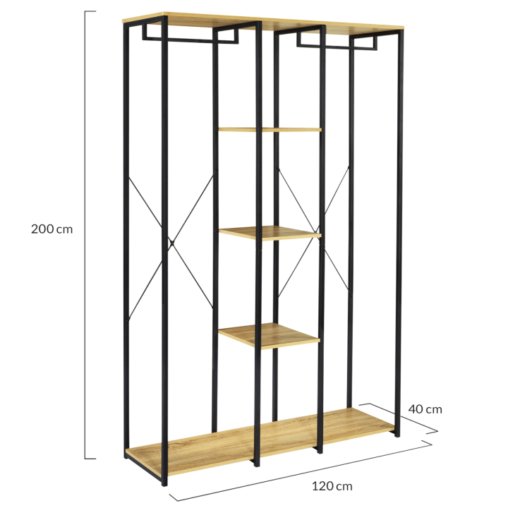 Armario industrial de madera y metal negro de 120 cm - DETROIT | ID Market