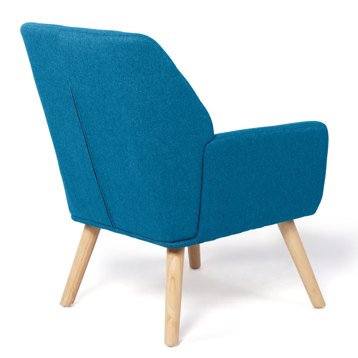 Fauteuil scandinave NAT en tissu bleu canard