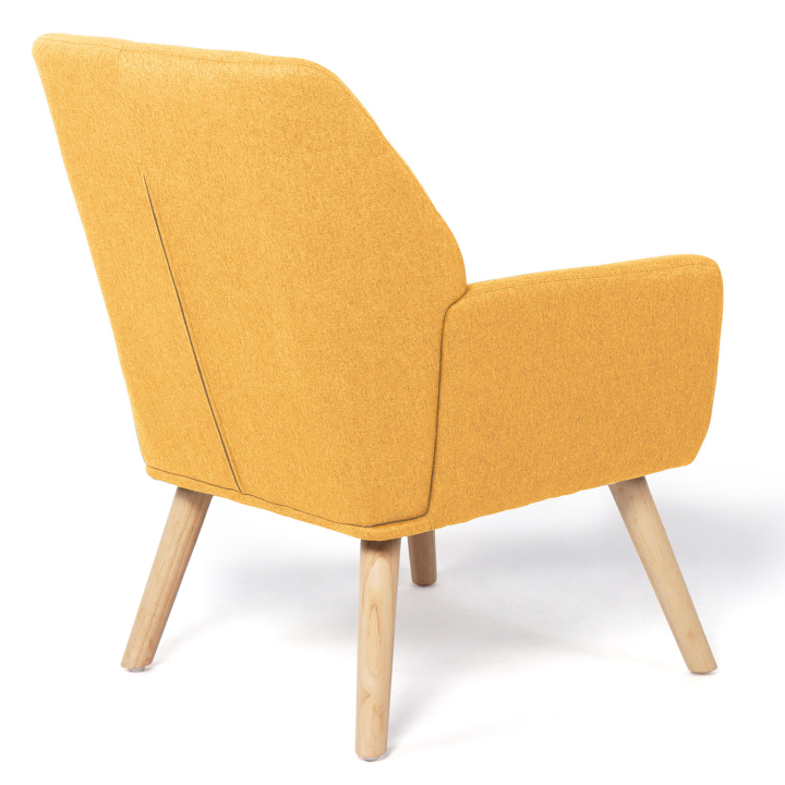 Fauteuil scandinave NAT en tissu jaune moutarde