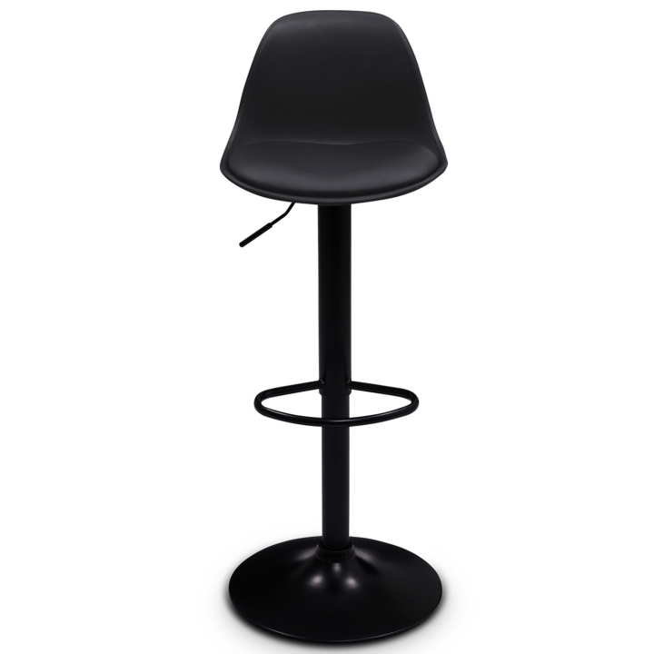 Lot de 2 tabourets de bar KARL design noir pied noir