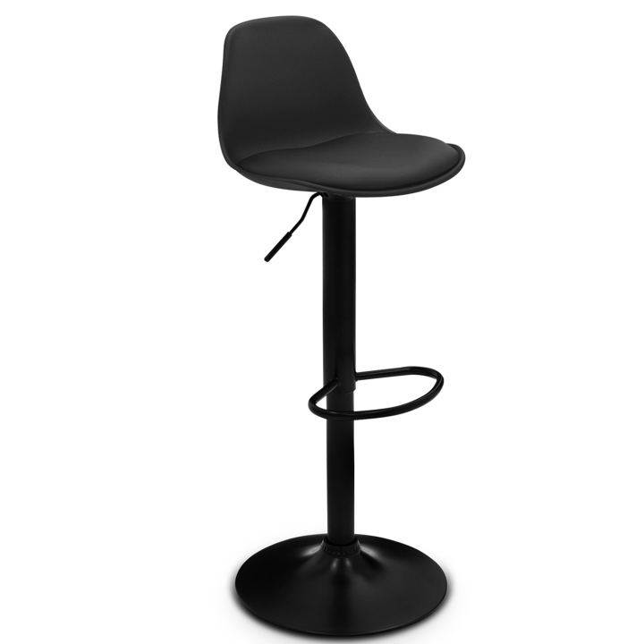 Lot de 2 tabourets de bar KARL design noir pied noir