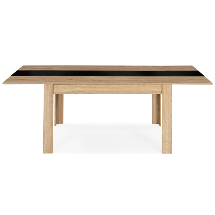 Mesa de comedor extensible 6-10 personas 140-220 cm imitación haya y negro - GEORGIA | ID Market