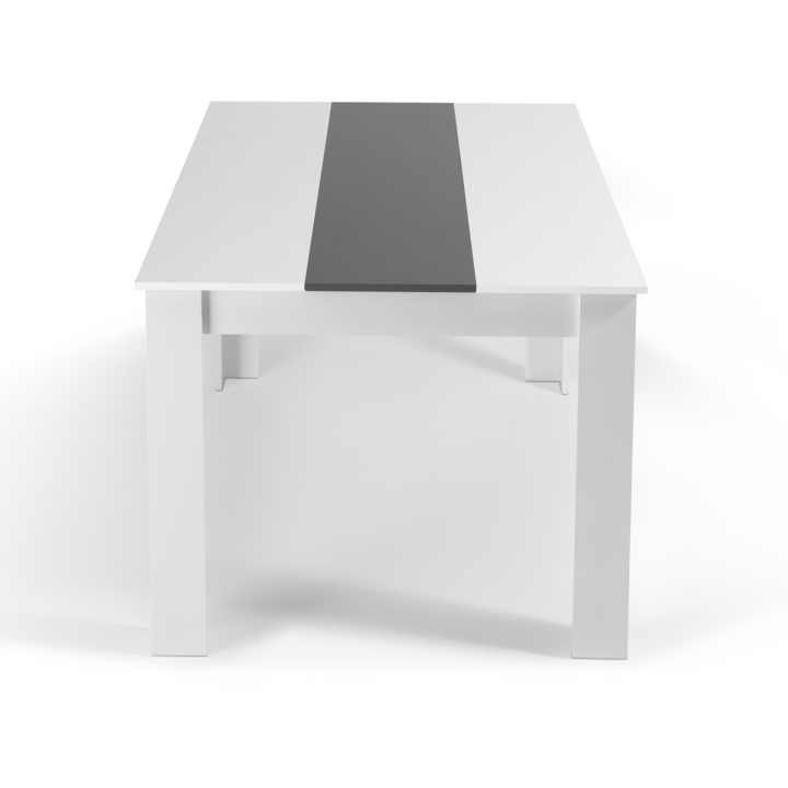 Conjunto de mesa de comedor GEORGIA 140 cm blanca y gris y 6 sillas ROMANE grises