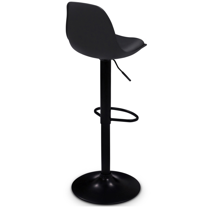 Lot de 2 tabourets de bar KARL design noir pied noir