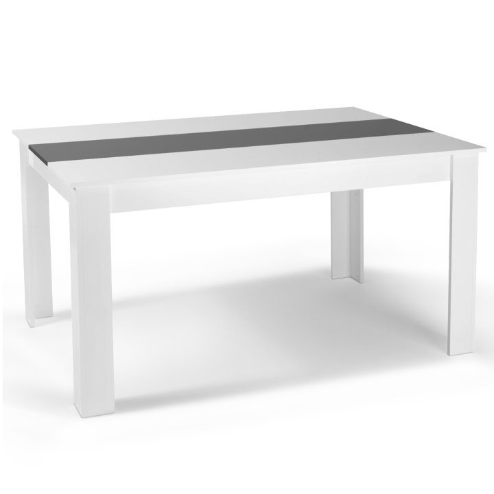 Conjunto de mesa de comedor GEORGIA 140 cm blanca y gris y 6 sillas ROMANE grises