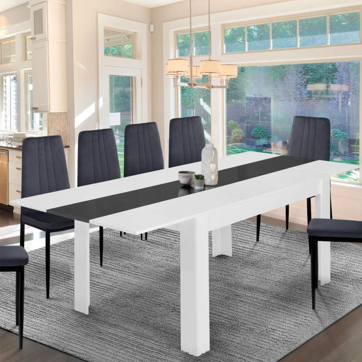 Mesa de comedor extensible 6-10 personas 140-220 cm blanco y gris - GEORGIA | ID Market