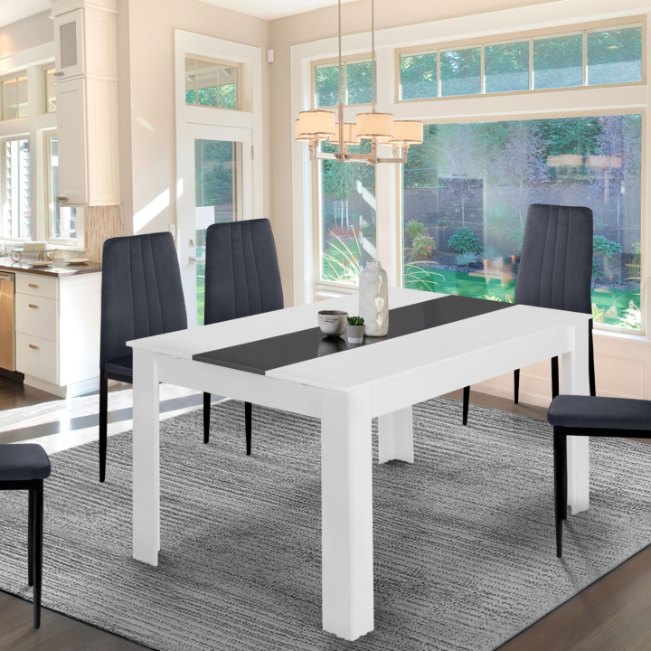 Mesa de comedor extensible 6-10 personas 140-220 cm blanco y gris - GEORGIA | ID Market