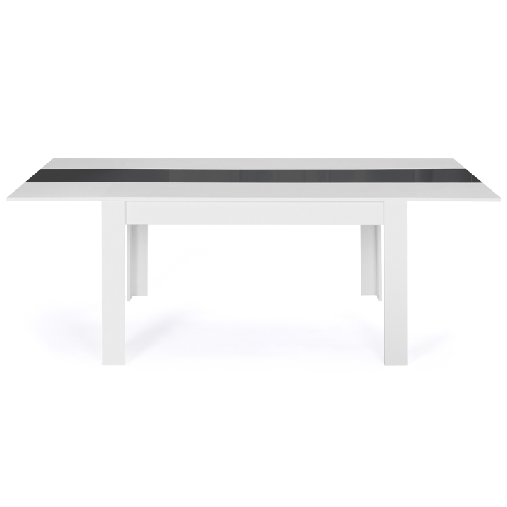 Table à manger extensible rectangle GEORGIA 6-10 personnes blanche et grise 140-220 x 90 cm