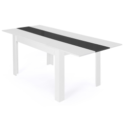 Table à manger extensible rectangle GEORGIA 6-10 personnes blanche et grise 140-220 x 90 cm