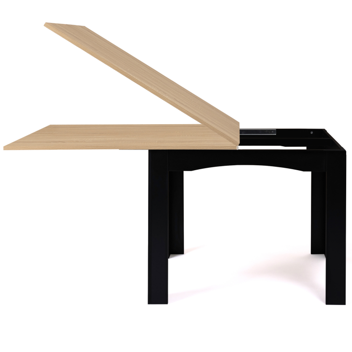 Mesa de comedor extensible para 6 a 10 personas en negro y imitación de haya - DONA | ID Market