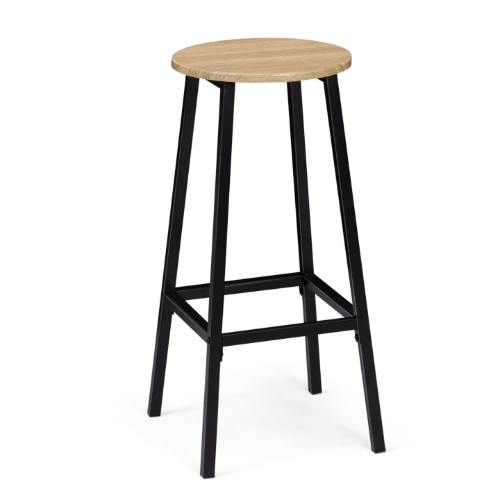 Lot de 4 tabourets de bar DETROIT assise ronde design industriel