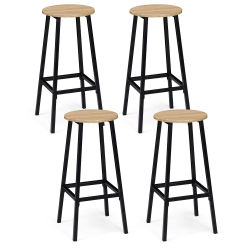 Lot de 4 tabourets de bar DETROIT assise ronde design industriel