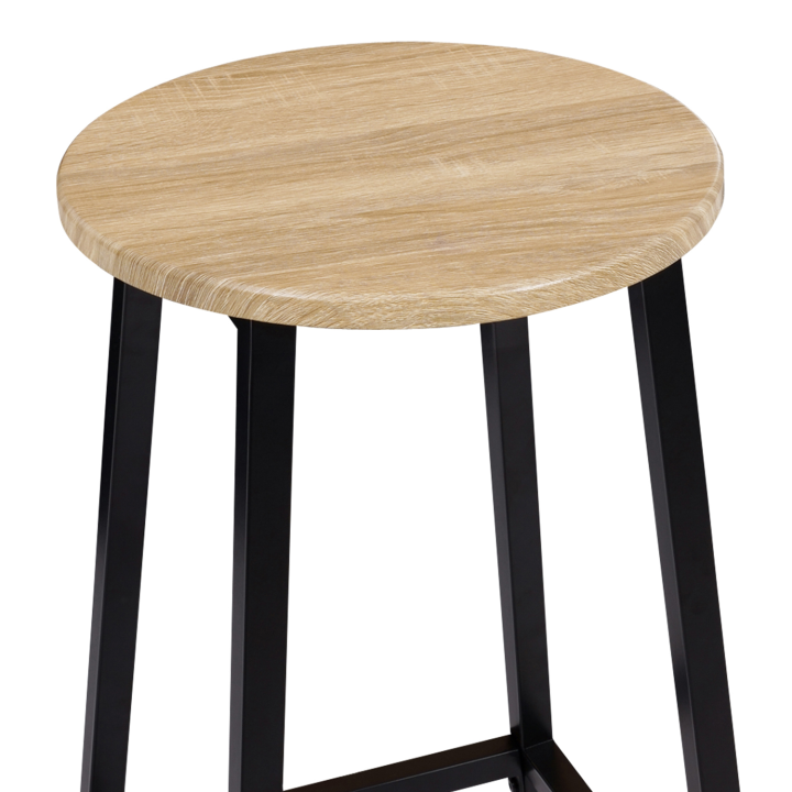 Lot de 4 tabourets de bar DETROIT assise ronde design industriel