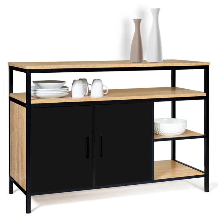 Buffet bas 2 portes noires 100 cm BOSTON design industriel