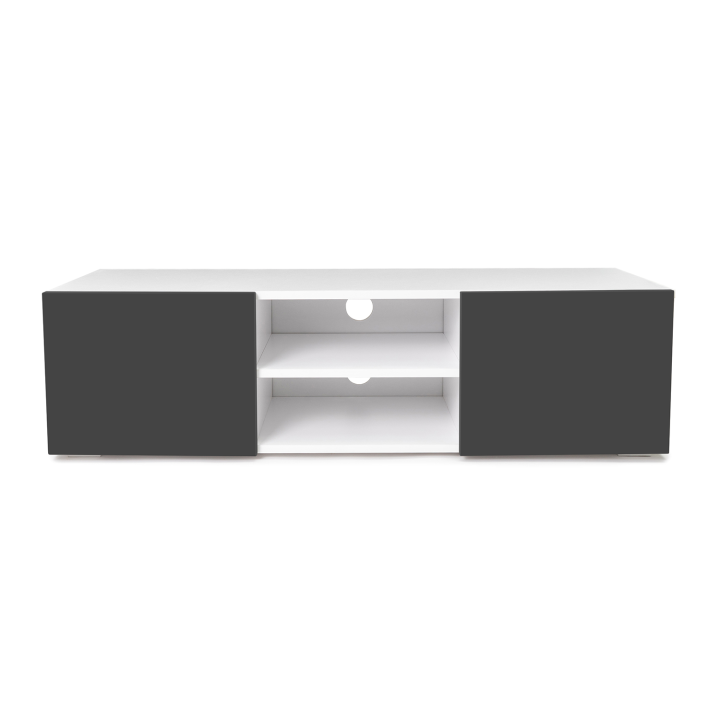 Meuble TV 113 cm ELI blanc portes gris anthracite