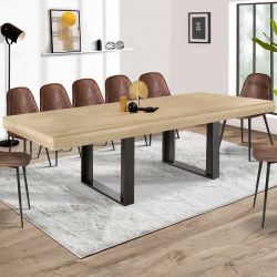 Mesa de comedor extensible de madera y negro de 200 a 300 cm - PHOENIX | ID Market