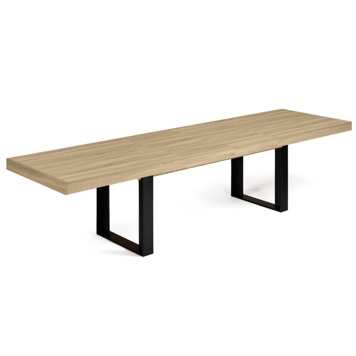 Mesa de comedor extensible de madera y negro de 200 a 300 cm - PHOENIX | ID Market