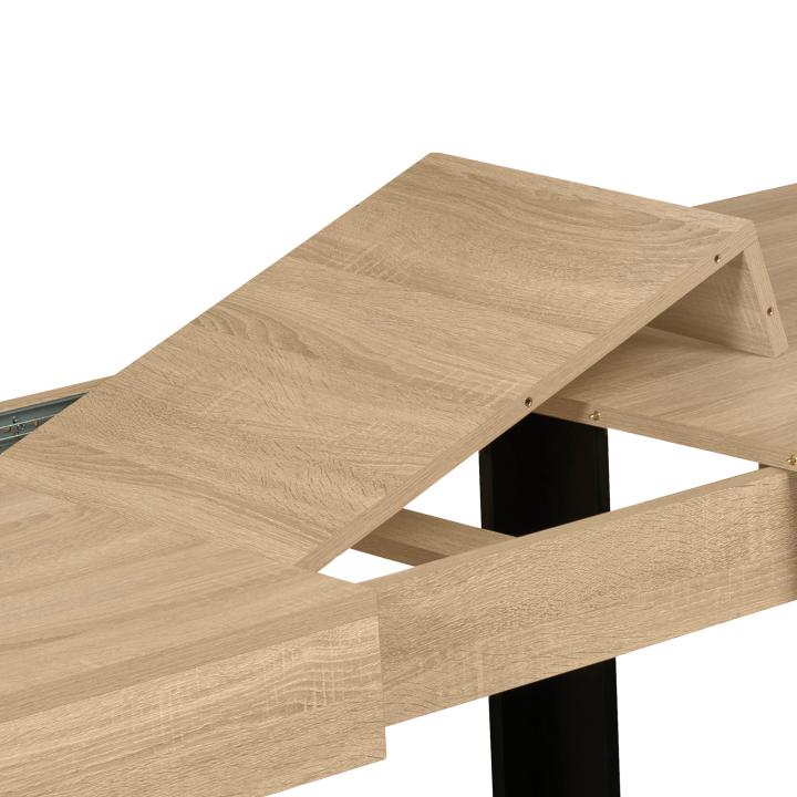 Mesa de comedor extensible de madera y negro de 200 a 300 cm - PHOENIX | ID Market