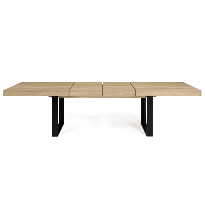 Table à manger extensible rectangle PHOENIX 10-12 personnes bois et noir 200-300 cm