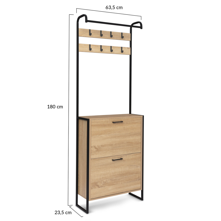 Vestiaire d'entrée LUIS meuble chaussures 2 portes design industriel