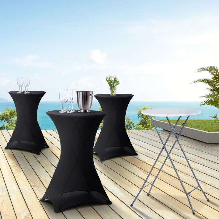 Lot de 4 tables hautes pliantes 105 CM et 4 housses noires