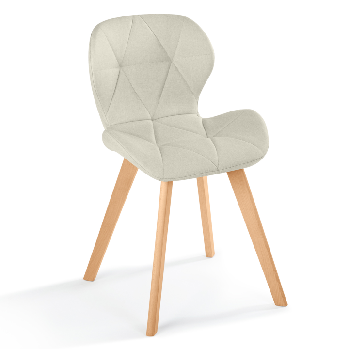 Lot de 4 chaises ROBINE en tissu beige pour salle à manger