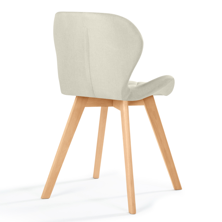 Lot de 4 chaises ROBINE en tissu beige pour salle à manger