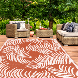 Tapis extérieur COCO tropical terracotta et blanc 180 x 280 CM