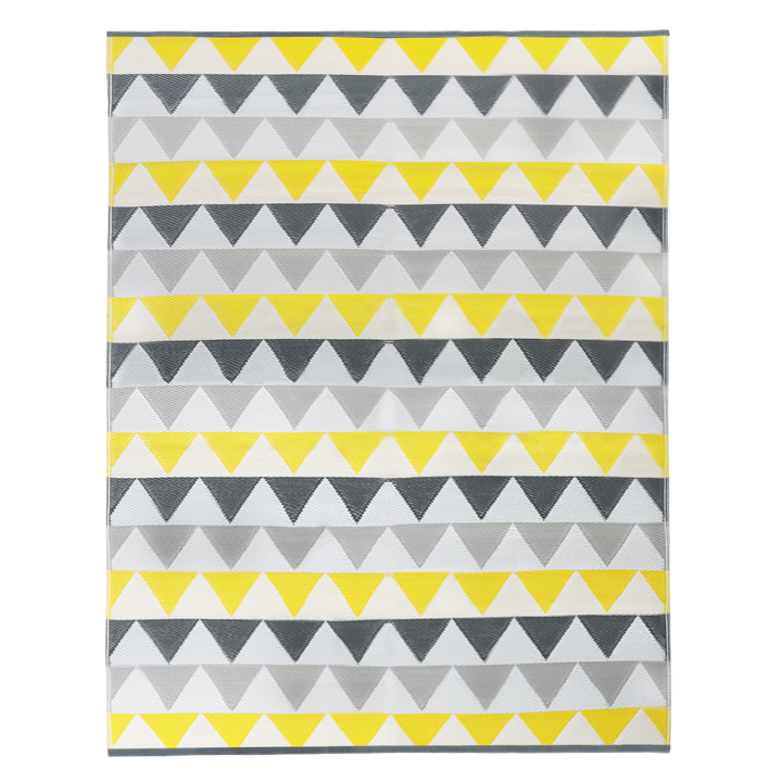 Tapis extérieur SARI triangles gris et jaune 270 x 370 CM