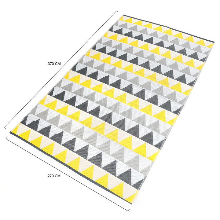 Tapis extérieur SARI triangles gris et jaune 270 x 370 CM