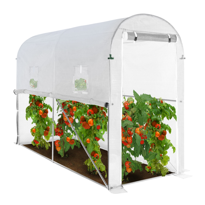 Cubierta de repuesto 130gr/m² para invernadero de tomates blanco de 3m² con 2 ventanas + puerta con cremallera